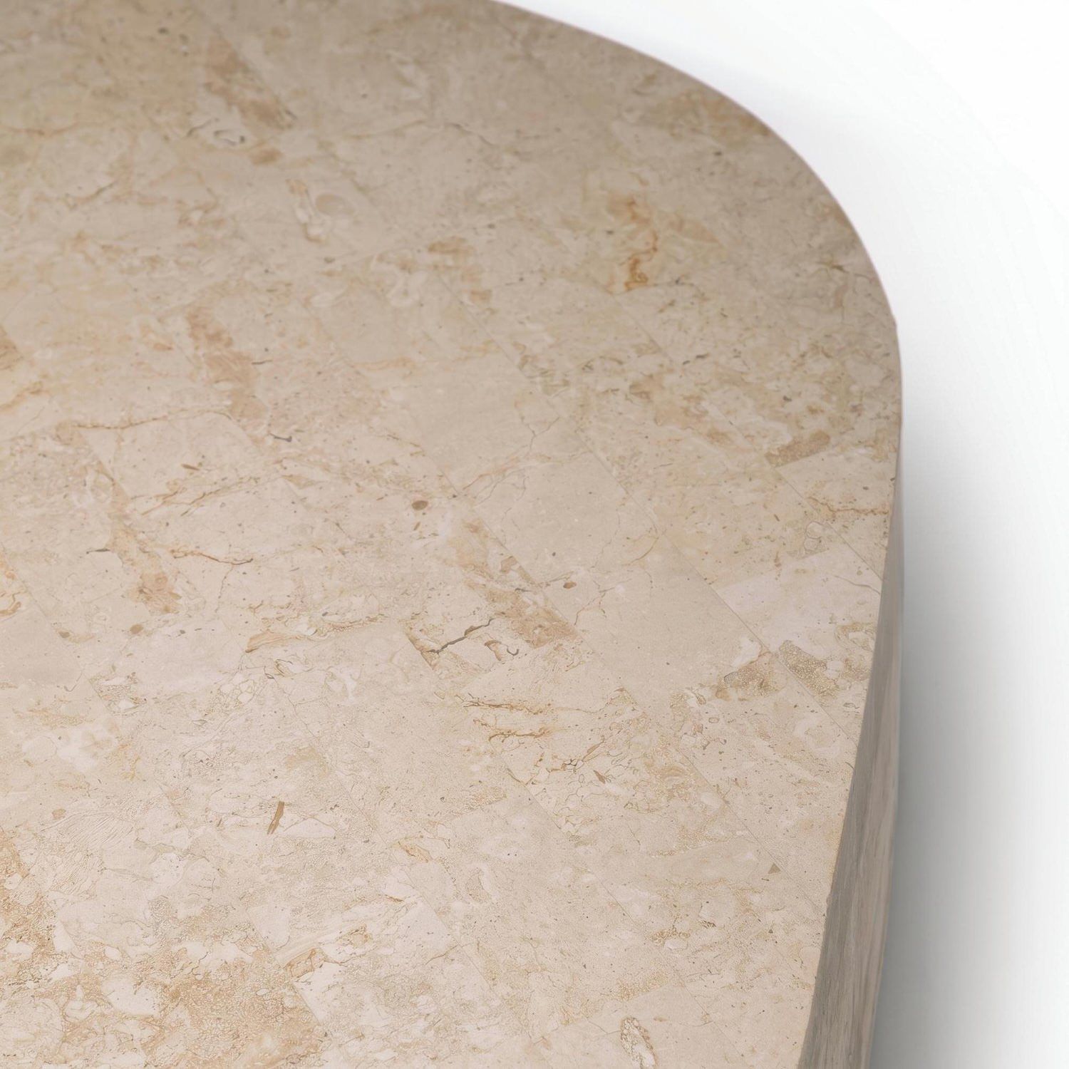 Tavolino in pietra fossile beige o grigio Kora | Design Moderno