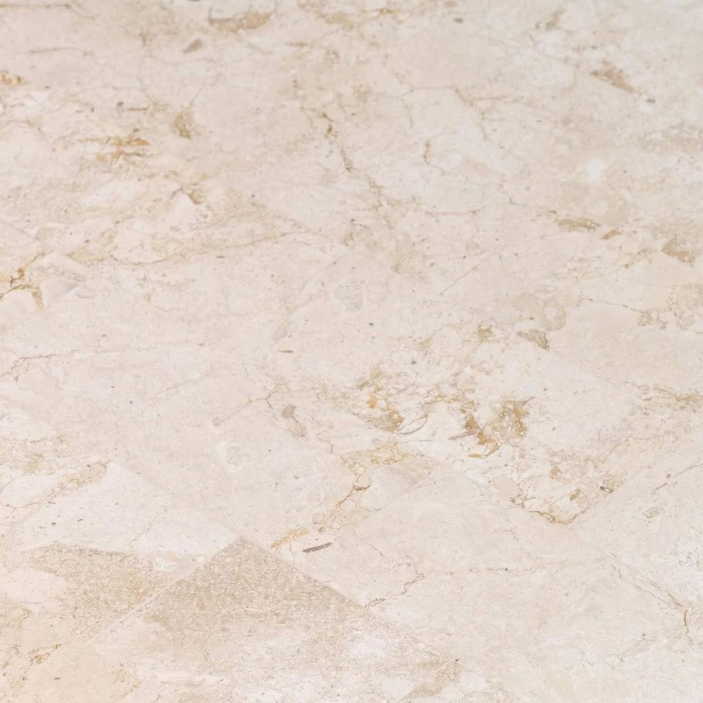 Tavolino in pietra fossile beige o grigio Kora | Design Moderno