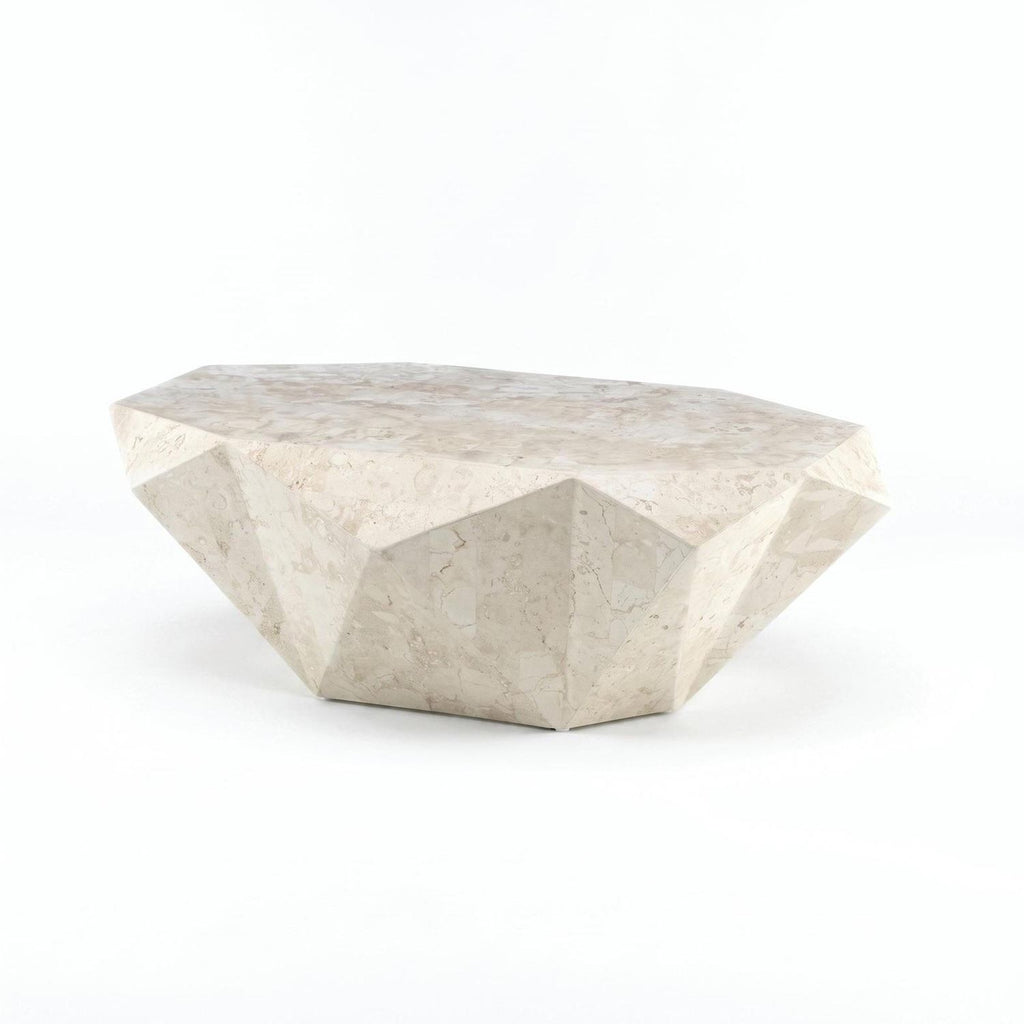 Tavolino in pietra fossile beige o grigio Dorel - Beige