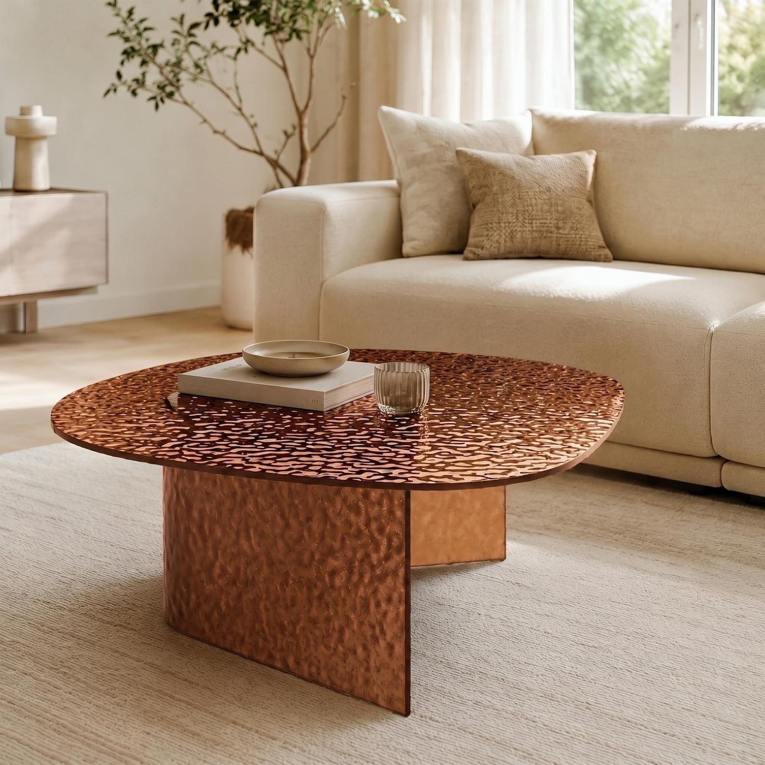 Tavolino in vetro martellato bronzo o fumé Auris Big | Design Moderno