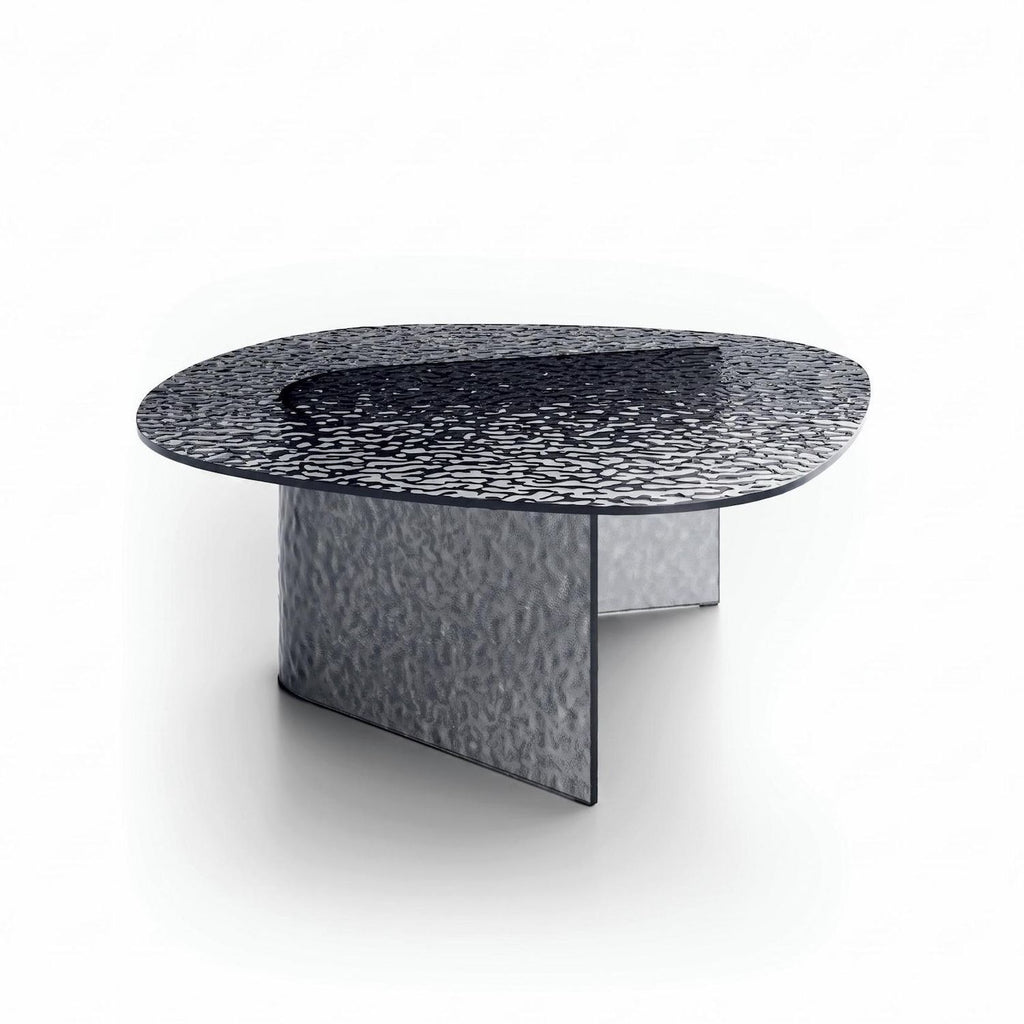 Tavolino in vetro martellato bronzo o fumé Auris Big | Design Moderno