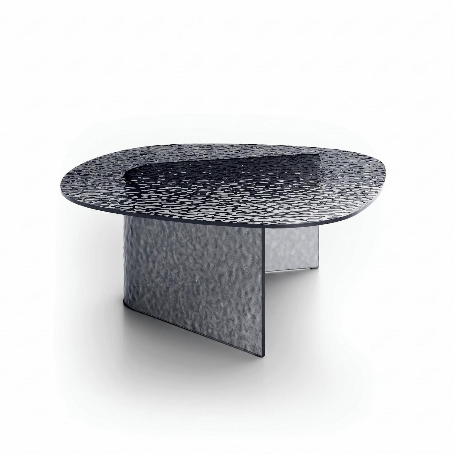 Tavolino in vetro martellato bronzo o fumé Auris Big | Design Moderno
