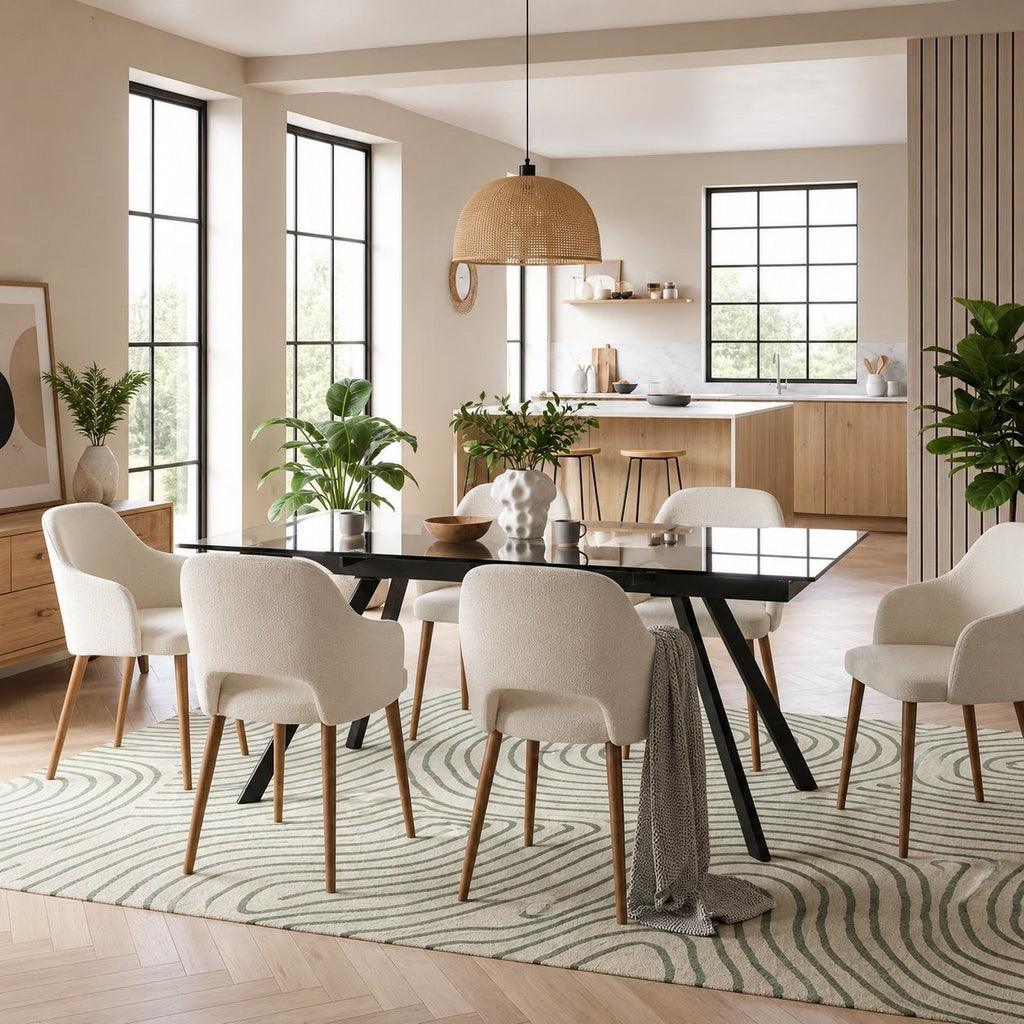 Tavolo allungabile Lysen in vetro temperato 160-240 cm | Fino a 10 