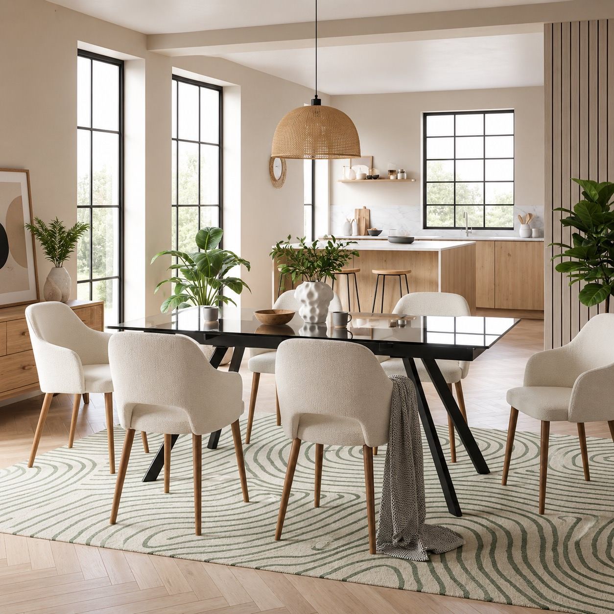 Tavolo allungabile Lysen in vetro temperato 160-240 cm | Fino a 10 