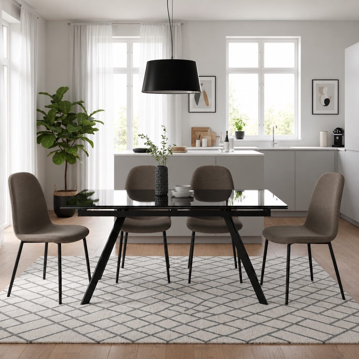 Tavolo allungabile Lysen in vetro temperato 160-240 cm | Fino a 10 