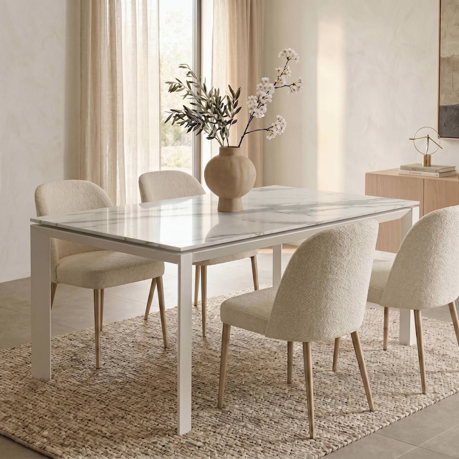 Tavolo allungabile Korven in ceramica 140-220 cm | Bianco