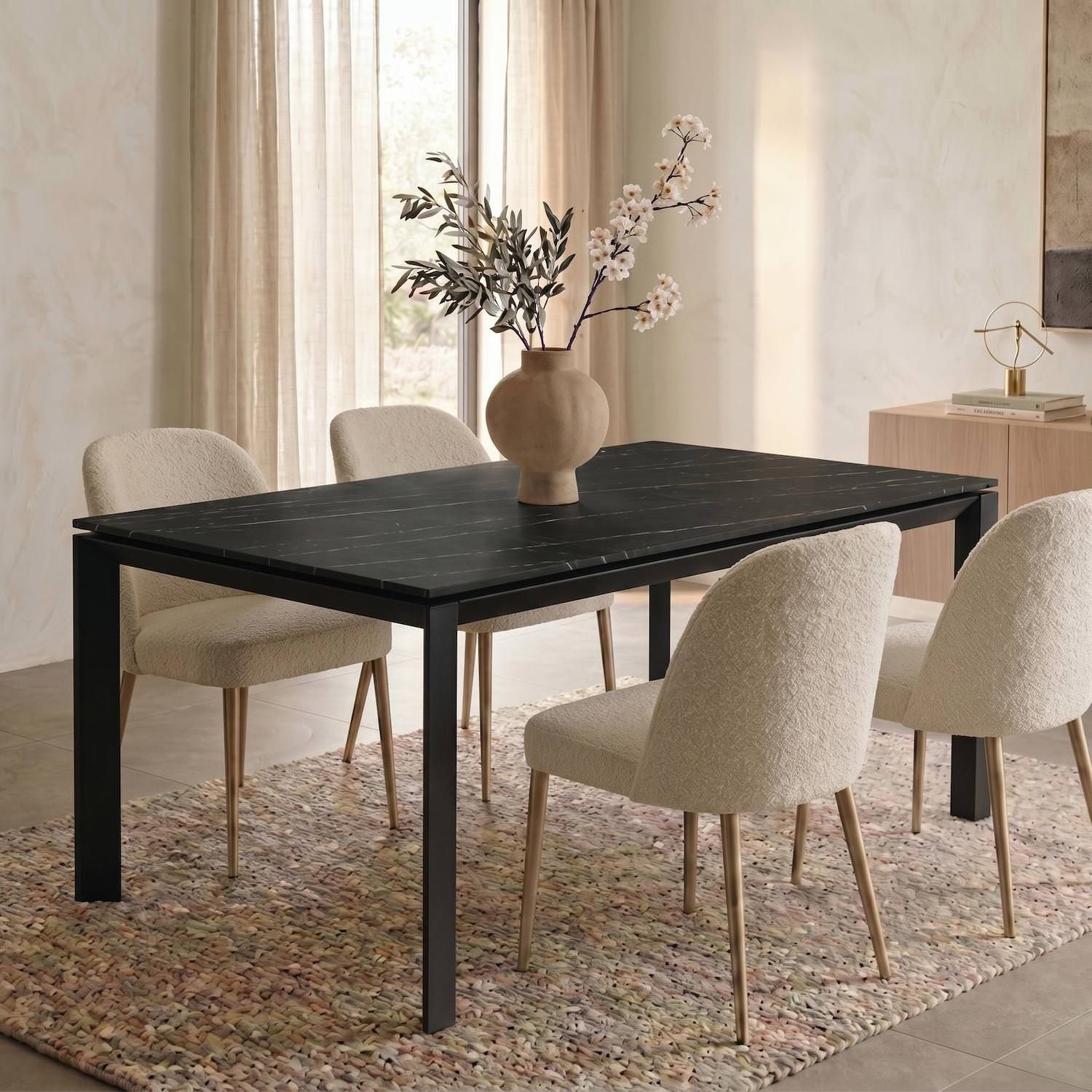 Tavolo allungabile Korven in ceramica 140-220 cm | Nero