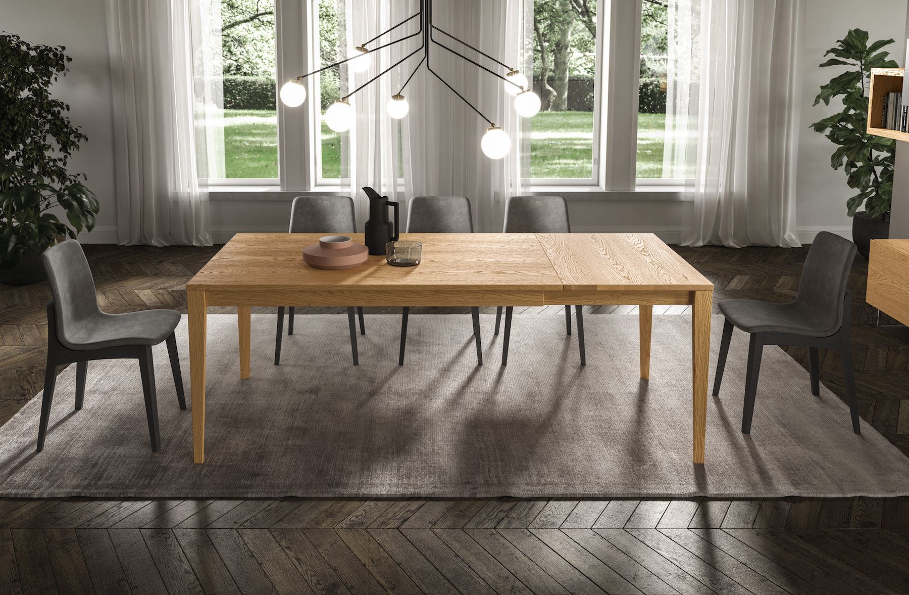 Tavolo allungabile in legno massello di rovere Loom