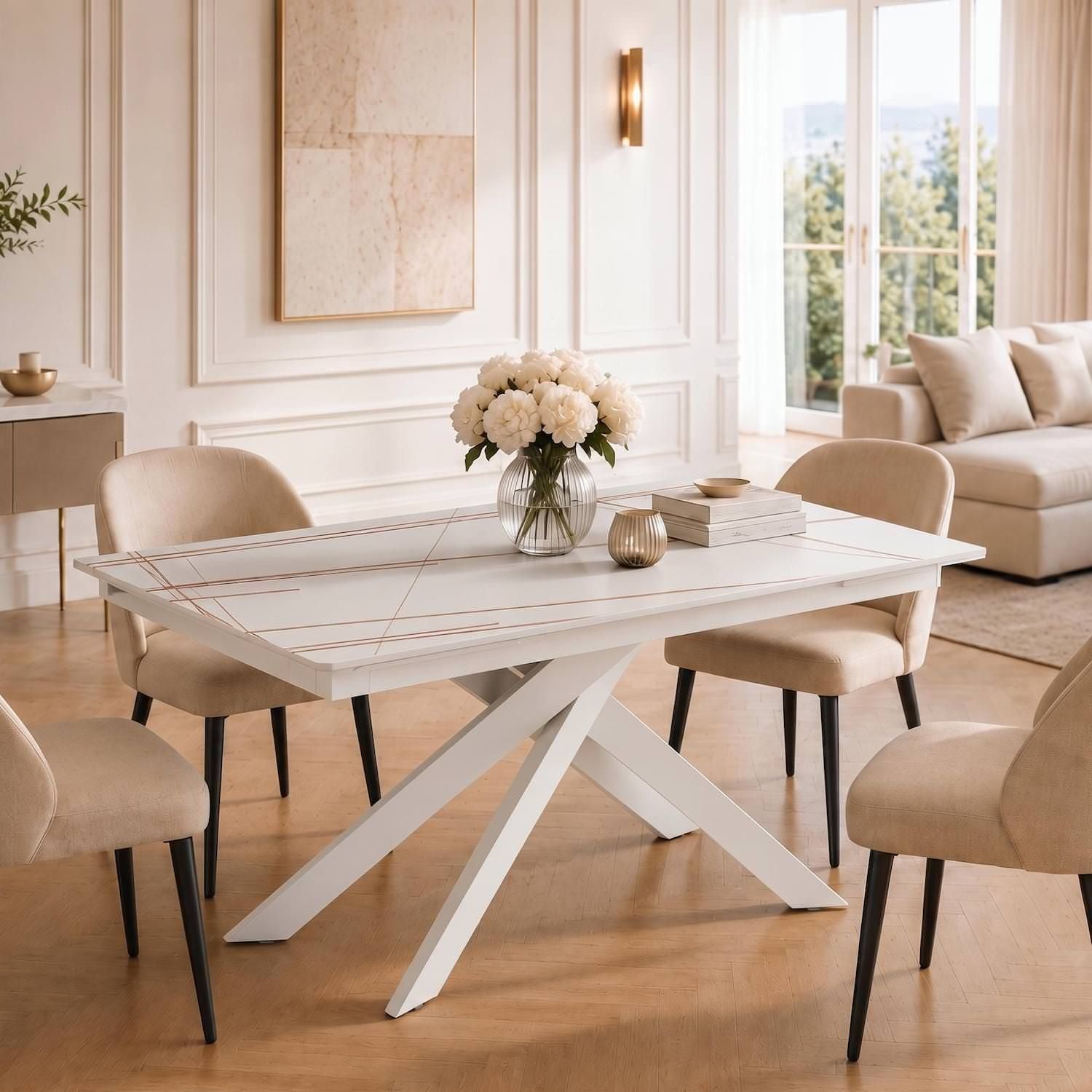 Tavolo allungabile 140-200  cm Terin in Sintered Stone Bianco