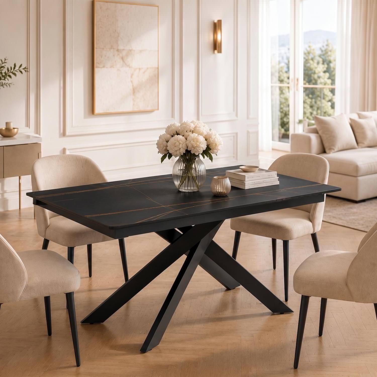 Tavolo allungabile 140-200 cm Terin in Ceramica Nero