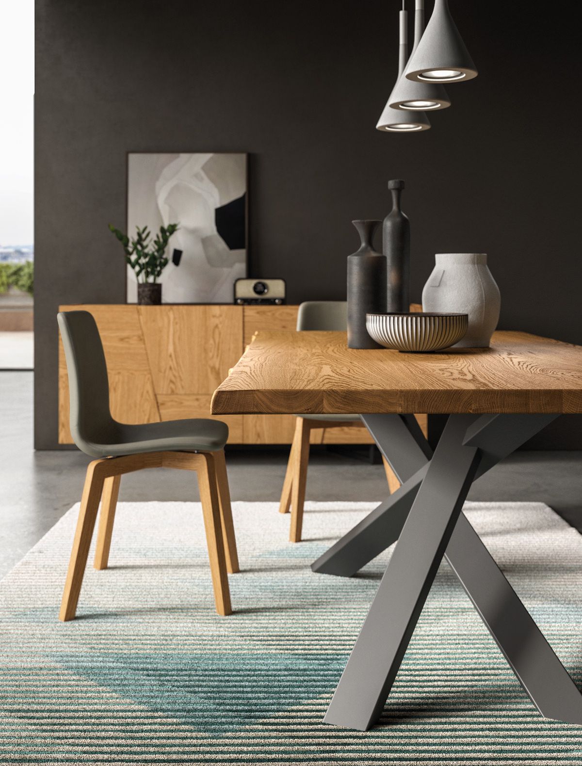 Tavolo in legno massello rovere Crossing
