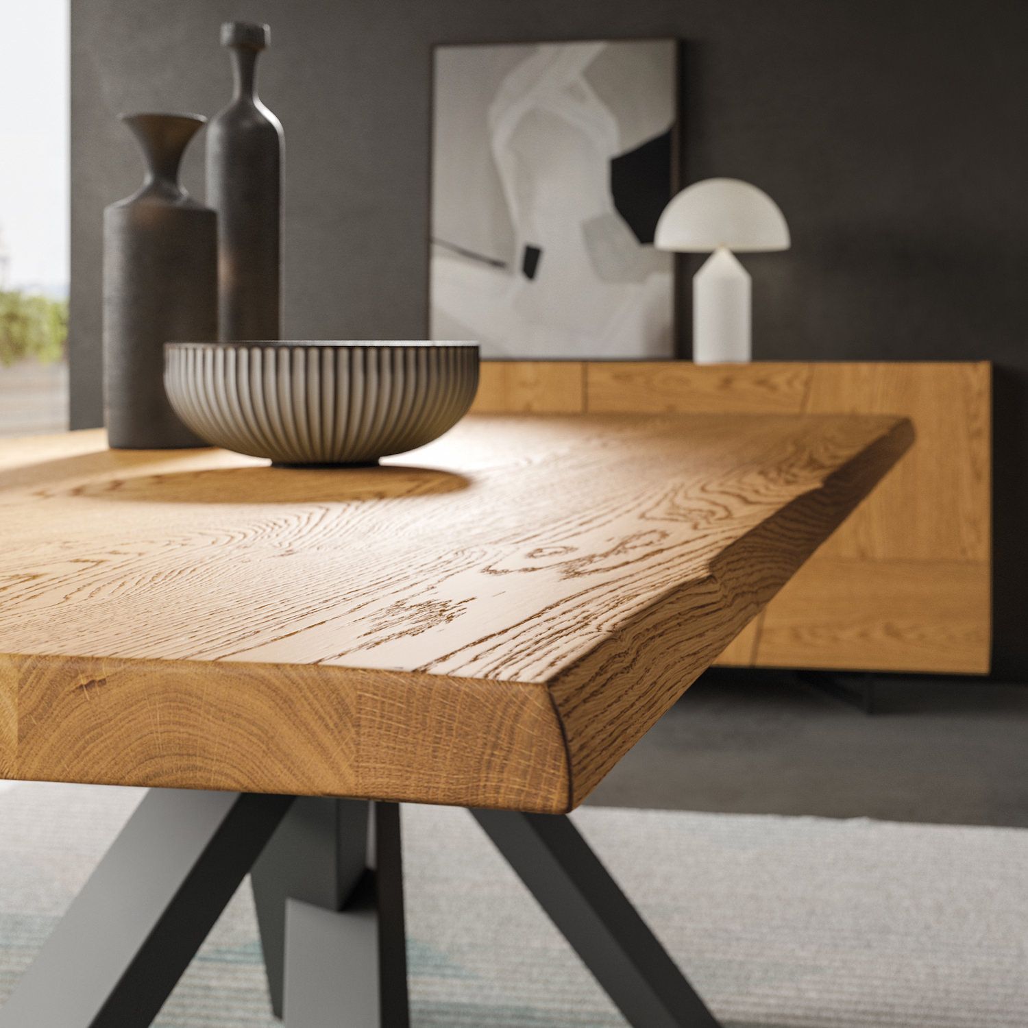 Tavolo in legno massello rovere Crossing