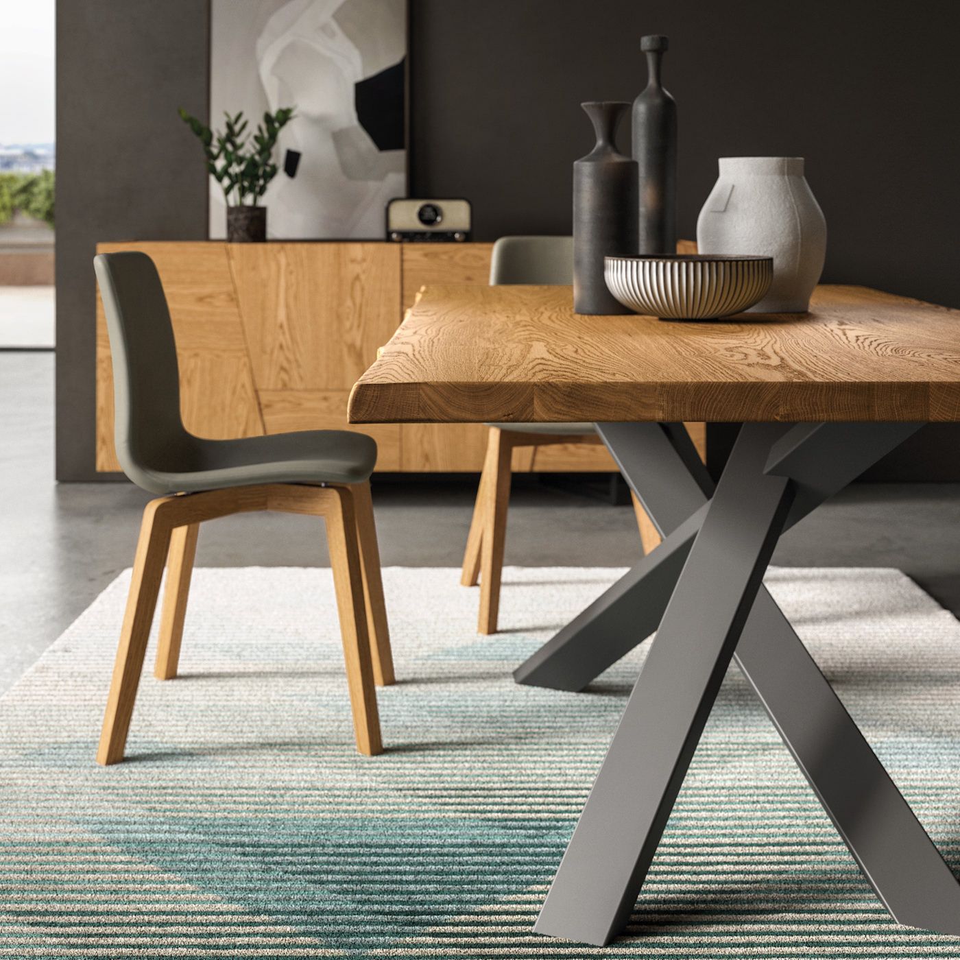 Tavolo in legno massello rovere Crossing