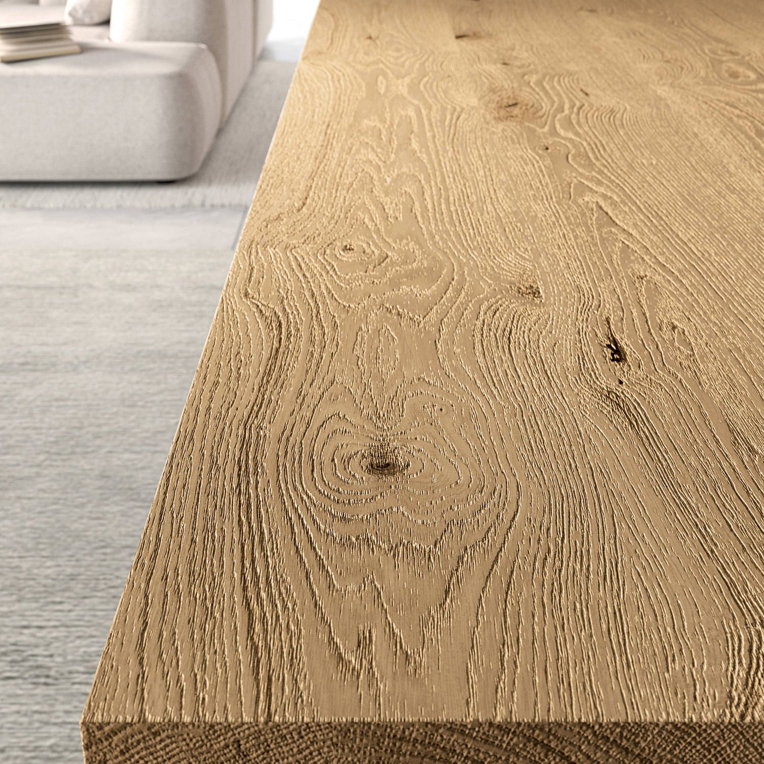 Tavolo in legno massello con gambe in vetro Ghost