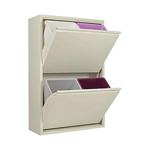 Mobile Raccolta Differenziata 3 Scomparti - Legno, Bianco, Secchi Estraibili, 101x40x25 Cm - Foto 11