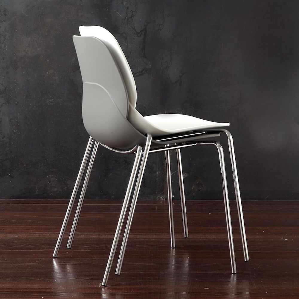 Sedia Confidente Centrosilla - Polipropilene Rosso Bordeaux, Gambe Cromate, Impilabile | Per Sale Attesa E Ufficio - Foto 14