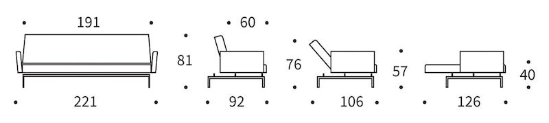 Misure Jillis sofa bed
