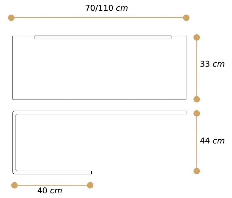 Misure mensola in plexiglass Benny