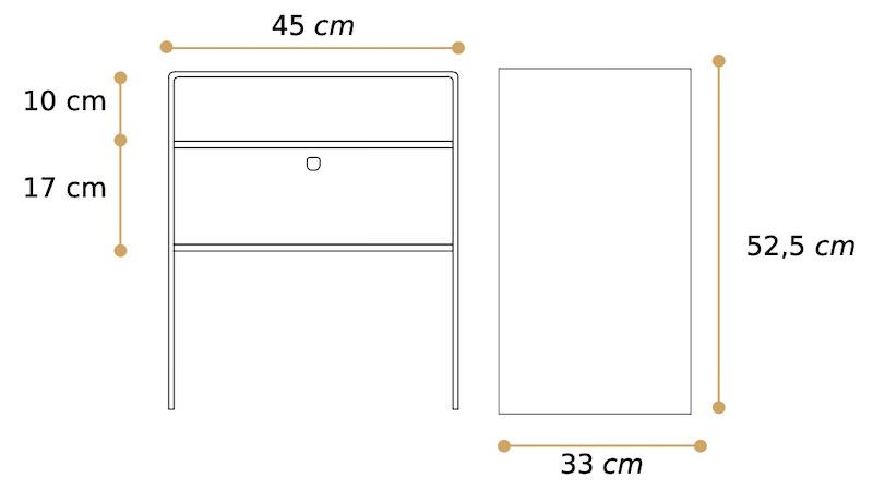 Misure comodino con cassetto Bianka