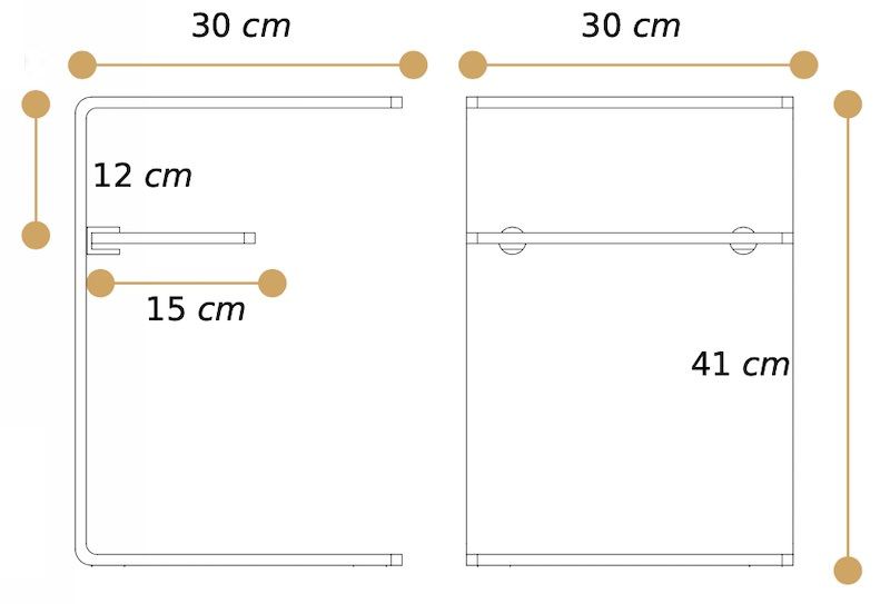 Misure comodino Breanna senza ruote
