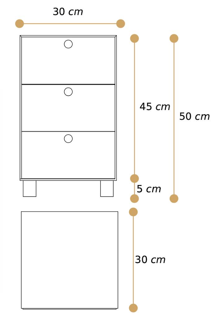 Misure comodino Caledy