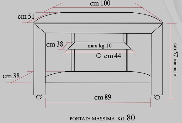 Carrello porta TV su ruote Coleman 100