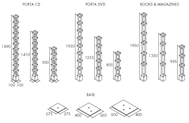 Misure porta libri da terra Tower 22G