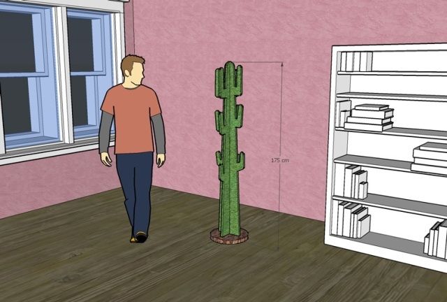 Attaccapanni da terra design moderno in legno albero cactus laccato attaccapanni